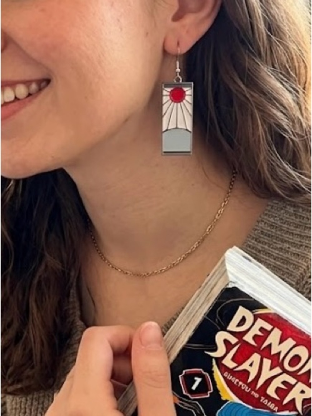 Official Demon Slayer Tanjiro Hanafuda Single Earring Licensed Anime Japonisme